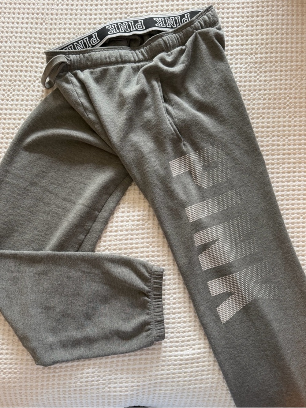 PINK Victoria's Secret Gray Track Joggers with Logo Waistband